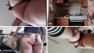 HairyMaid - Amateur wife does housework naked. Brunette hairy pussy, big ass.