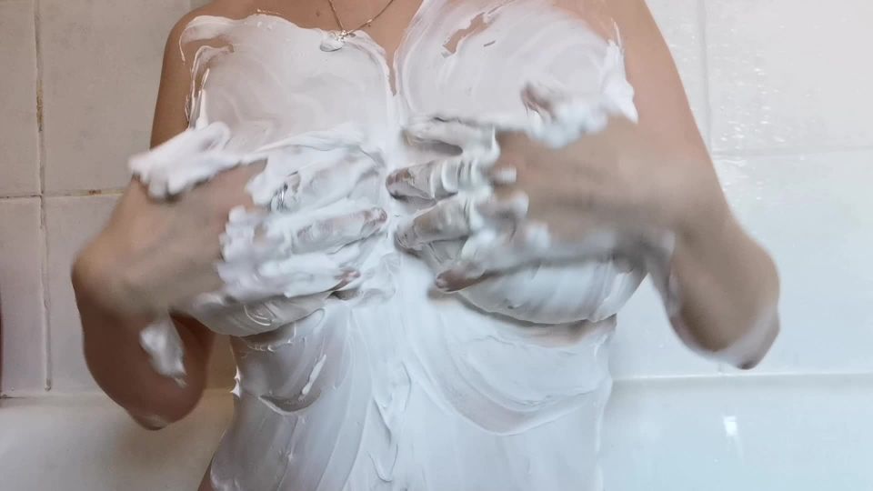 Lexi Snow Rubbing shaving cream into tits - Shaving