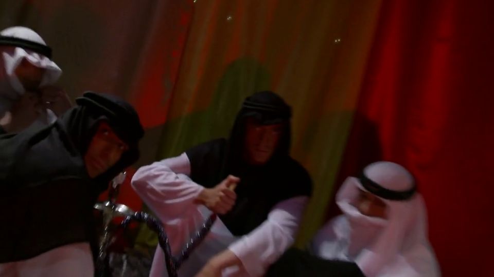 One fantastic pornstar for two guys in bedouin wearing ta...