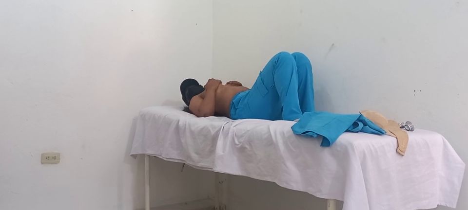 Real Homemade Amateur My nurse massages her pussy and moans with pleasure in her office