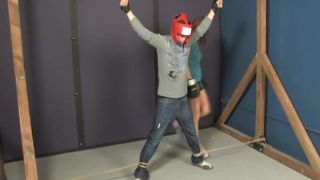  Shauna has her loser tied up and unable to get away or dodge her punches  