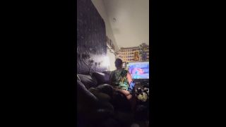 BustyRoxxy - Young chubby slut keeps her step Daddy's cock warm while playing video games.