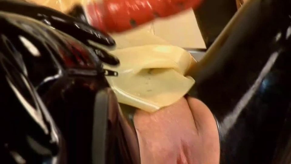 Bizarre rubber hooded gas mask lesbians in medical clinic...