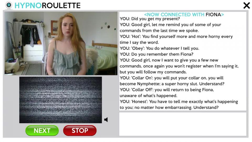 online adult video 2 Hypno-Roulette – Fiona Nympette – Guy continues to control the girl he met through skype on femdom porn fetish furniture