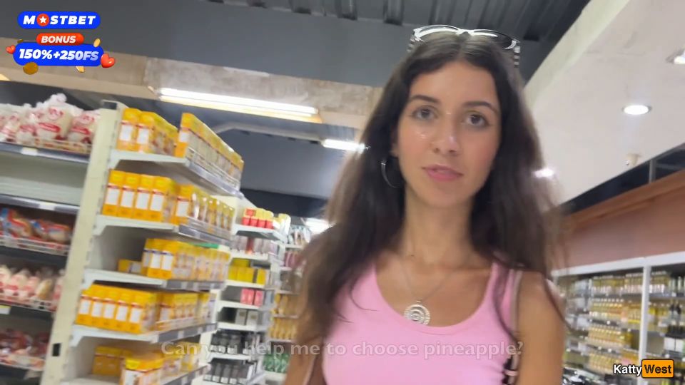 Katty West - Walking In The Supermarket With Cum On His Face Full HD - Public sex
