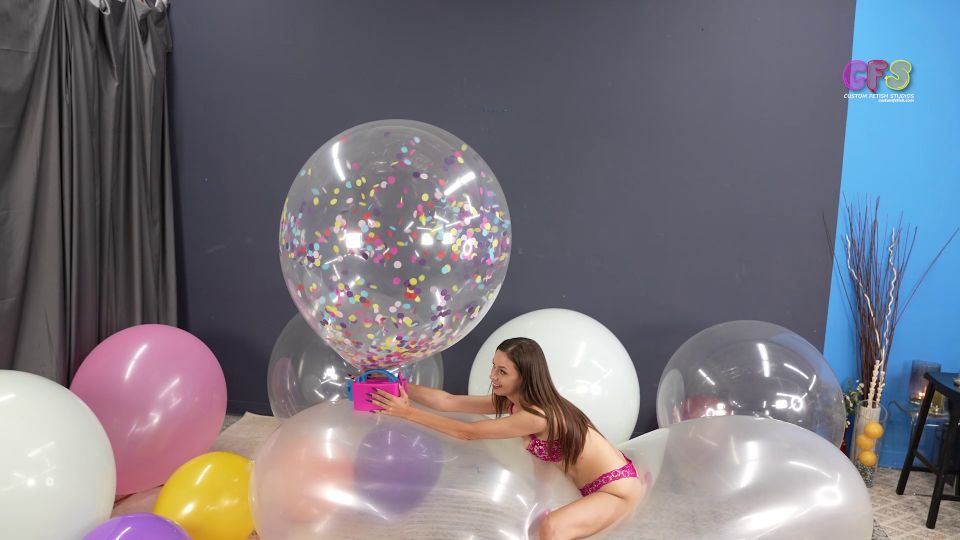 Custom Fetish - Madi Pump Pops Balloons While on MOAB - Fetish
