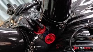 OnlyFans teaser - Latex catsuit with built-in vaginal and anal condoms