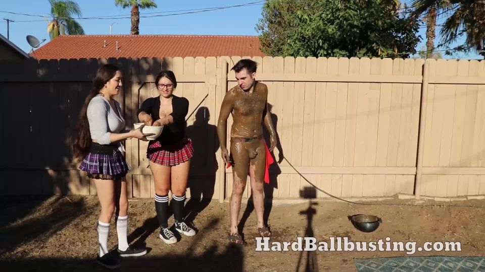 online clip 1 HardBallbusting: Mistress Loow and Lady Nerd Made us Pretty Girls Get a Bad Grade Mud Punishment, muscle femdom on fetish porn 