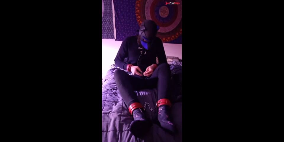 Neoprene Petplay Self Bondage chains leather puppyplay pup mash hood wetsuit collar locks fetish kin