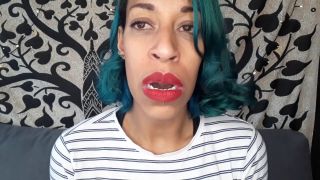 Yawning with red lipstick (Fetish porn)