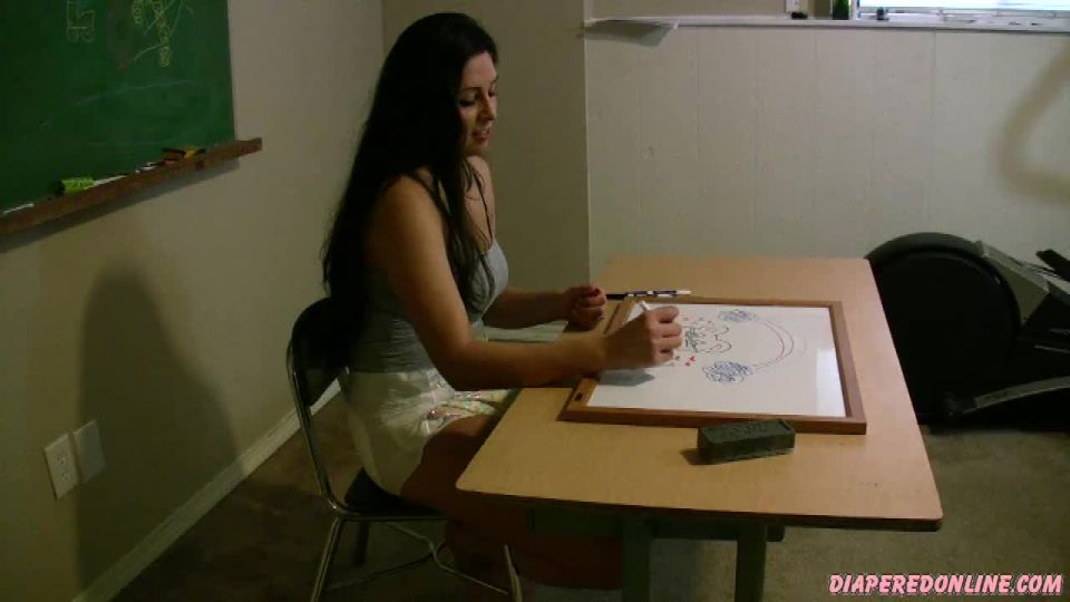 DiaperedonlineChristine Christine Wets Diaper While Drawing