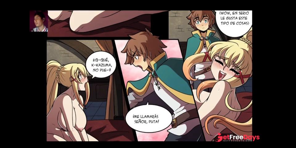 Darkness se deja embarazar por Kazuma y hace todo lo que le pida.