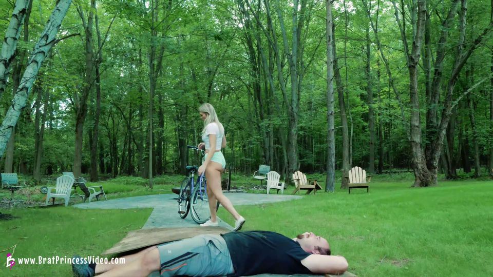 Amber - male gets in the way of angry girl bicyclist see what happens next -  Shoe cleaning