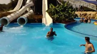 Boob out after the  waterslide