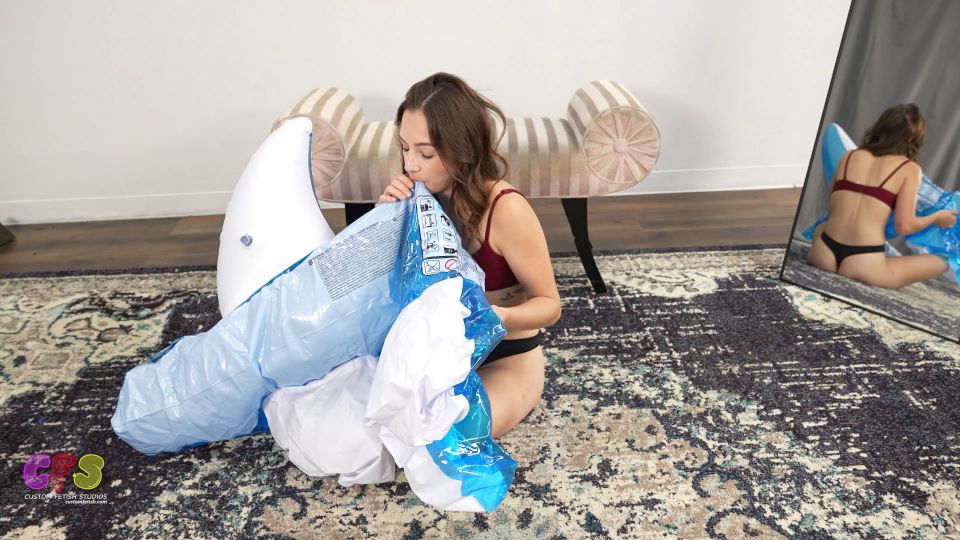 Custom Fetish - Renee Inflates Blue Whale by Mouth - Fetish