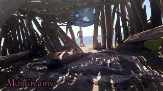 Miss Creamy - Caught Masturbating in a Beach Hut – He Joins and Makes Her Cum