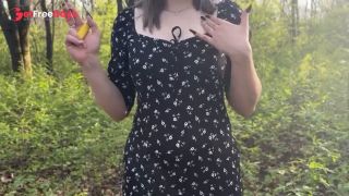 Risky masturbation in a public park with a guy on a video call