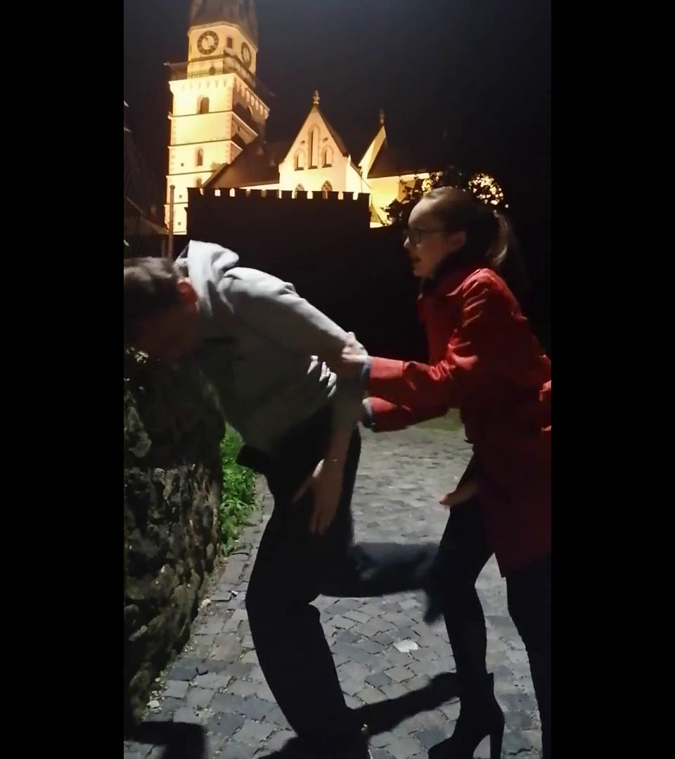 Strapon FAGGOT IS FUCKED IN MAIN SQUARE (Strap On)