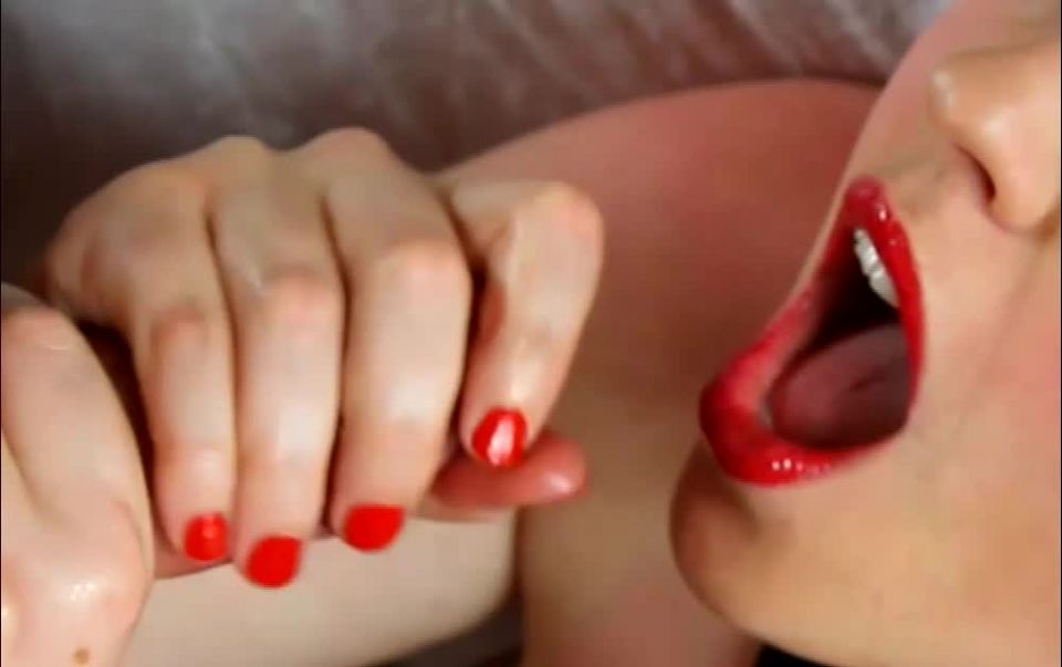 Porn tube Alexandra Grace – red lipstick red nail polish cum on tongue