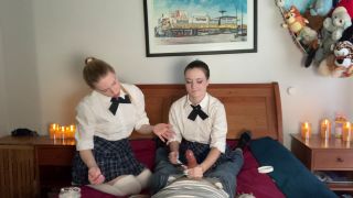 adult clip 40 saff femdom Sasha And Bebe - MFF Naughty School Girl Lotion Hand Job - FullHD 1080p, milking on handjob porn