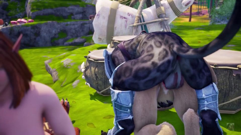 Wild Sin - Orgy near Warrior Camp | Furry Werewolf, Tiger and Lion fucks elf and succubus