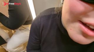 Almost caught by an employee - risky blowjob in the changing room