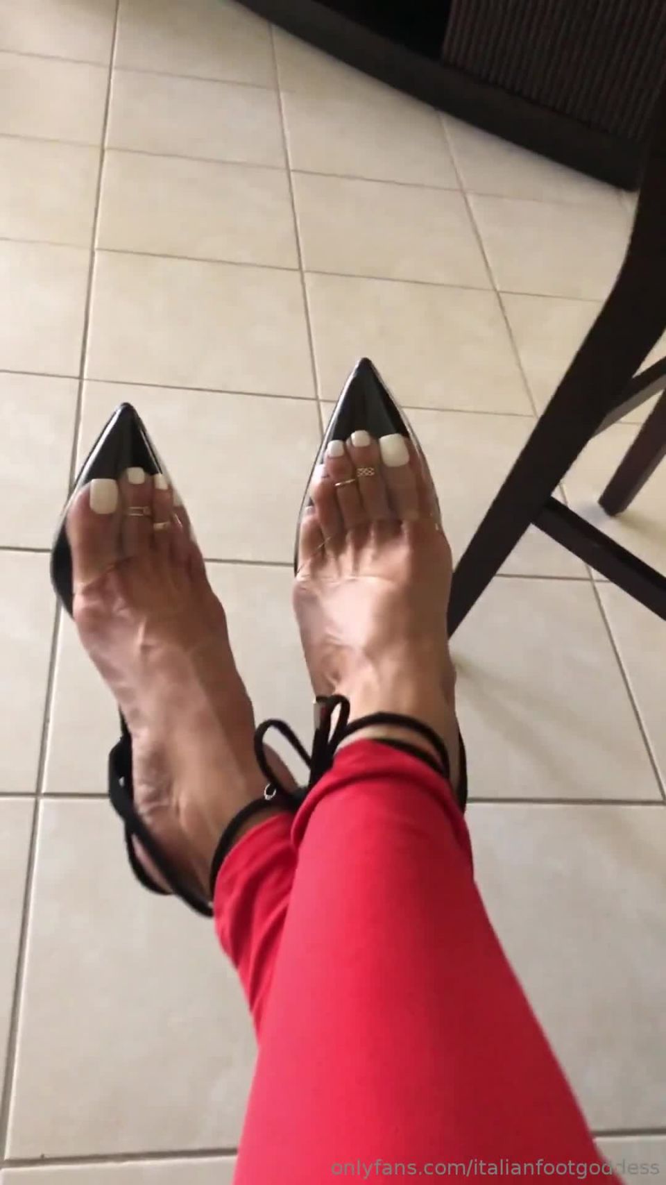 italianfootgoddess    enjoy this stunningly sexy red leggging clear pump video love you guys | italianfootgoddess | femdom porn elegant femdom
