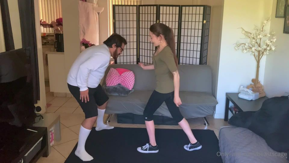 online clip 25 Beastcage Ballbusting - The guy checks his balls to see how strong they are on fetish porn barefoot crush fetish