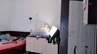 Toys Sexy mom has fun trying on clothes and cutting them. Sexy wife dances naked at home.