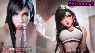 Tifa from Final Fantasy gives you a blowjob with her beautiful lips