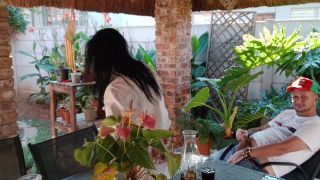 Amateur Home Masturbating with My Neighbours Wife Outdoor on the Patio