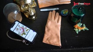 DOminatrix Mara Draws Flowers on Her Leather Gloves