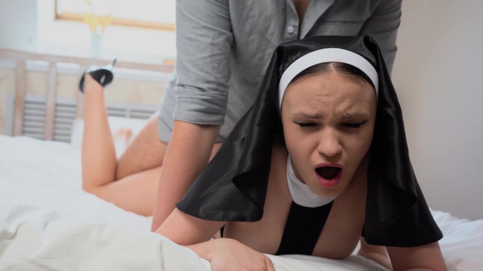 Priest fucked small pussy and dirty mouth young Nun