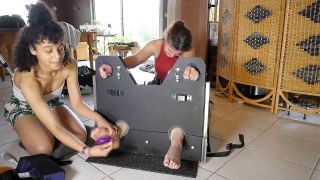 free xxx video 30 public foot fetish FrenchTickling – Yuna & Lucylle Experiment Tickle Torture In The Stocks, m/f on muscle