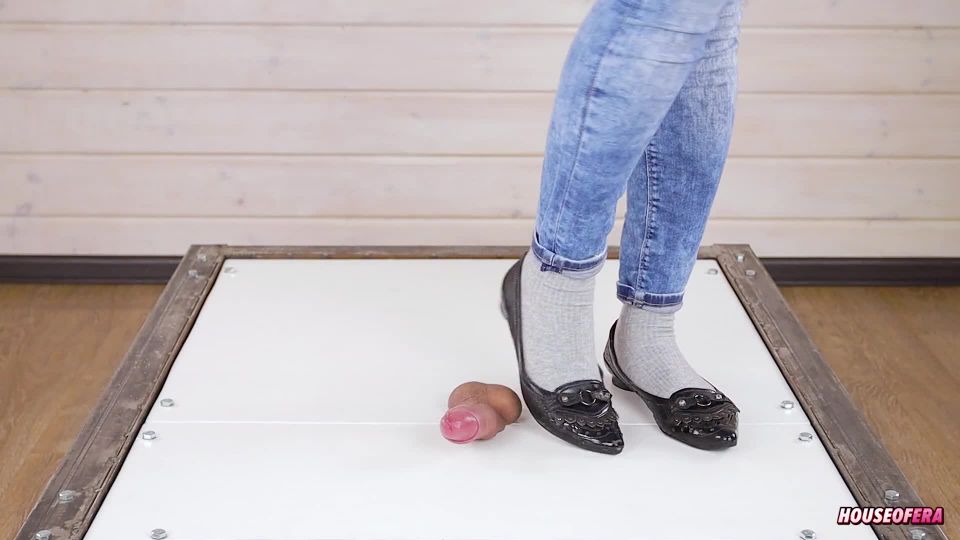 POV Cruel cock balls trampling and stomping ballet flats...