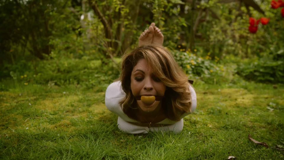 online porn video 17 online femdom femdom porn | Restrained Elegance: Alba Zevon - Hogtied Garden Party | bondage