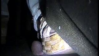 MISS FOXXY EBONY COCK CRUSHING UNDER HEELS COCK CRUSHIN OUT DOORS (Ebony porn)