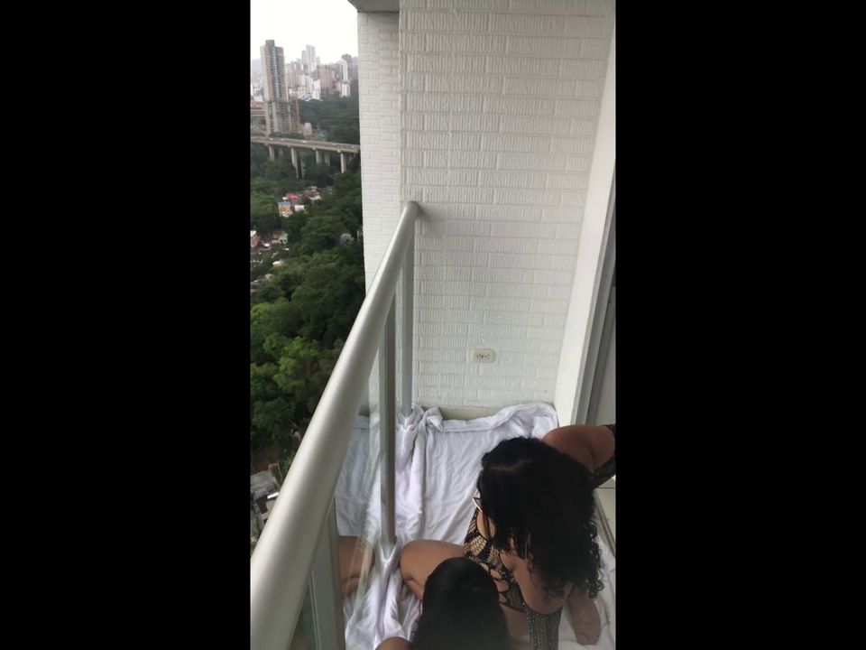 Kimberly_grey - passion and lesbian play on a terrace.