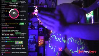 Goth girl backlight bodywriting fuck machine livestream