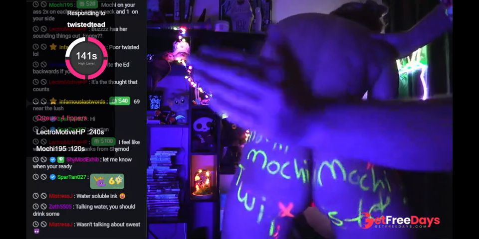 Goth girl backlight bodywriting fuck machine livestream