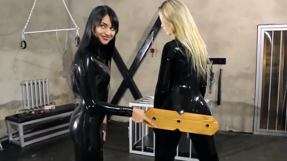 Svetlana Spanking In Black Latex Catsuit  Aftershooting.