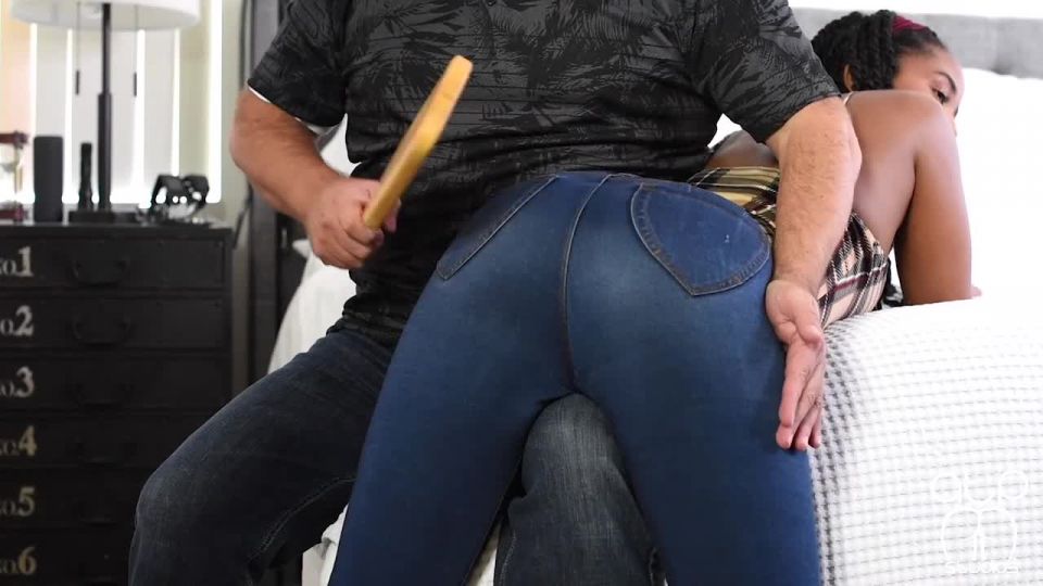 adult clip 8 femdom xxx Home for the Holidays - Bubble Butt Paddled in Jeans, bdsm porn on femdom porn