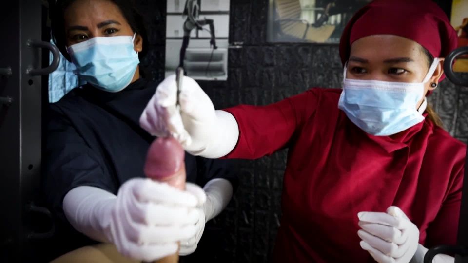 DOMINA FIRE - Sounding And Milking By 2 Sadistic Nurses.