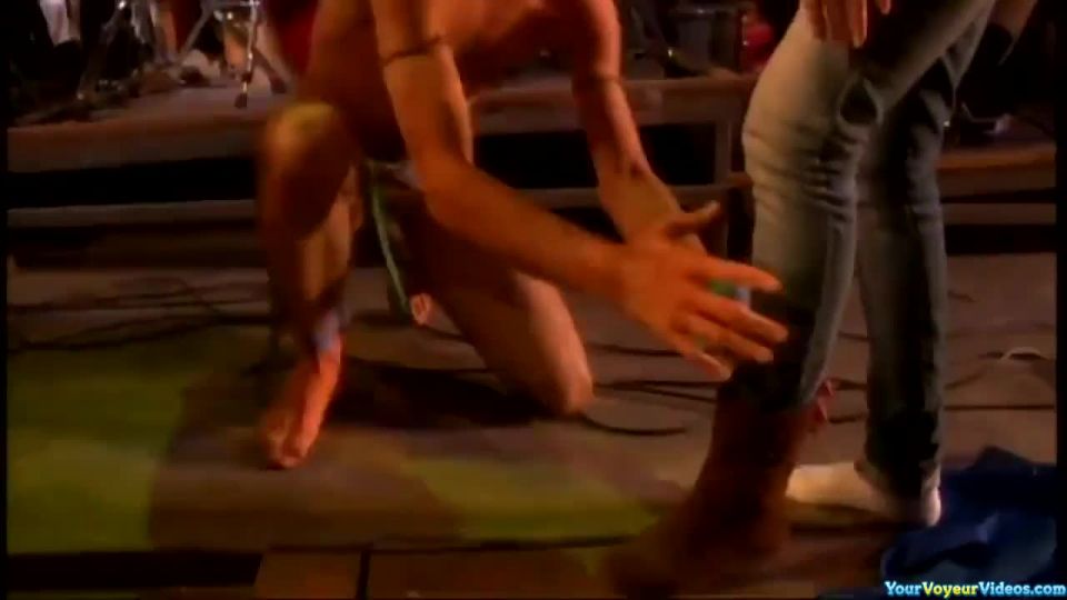 Undressing chicks on stage public 