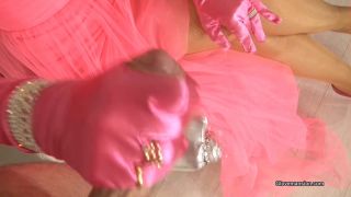 GloveMansion - Pink satin handjob POV - Fetish Liza.