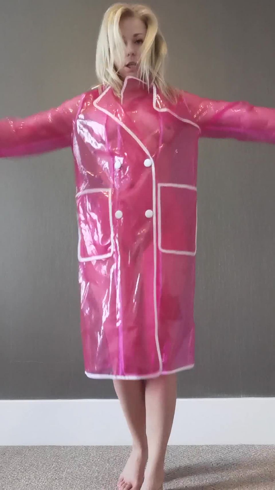 UKCuteGirl () Ukcutegirl - naked apart from my pink pvc raincoat 20-04-2020