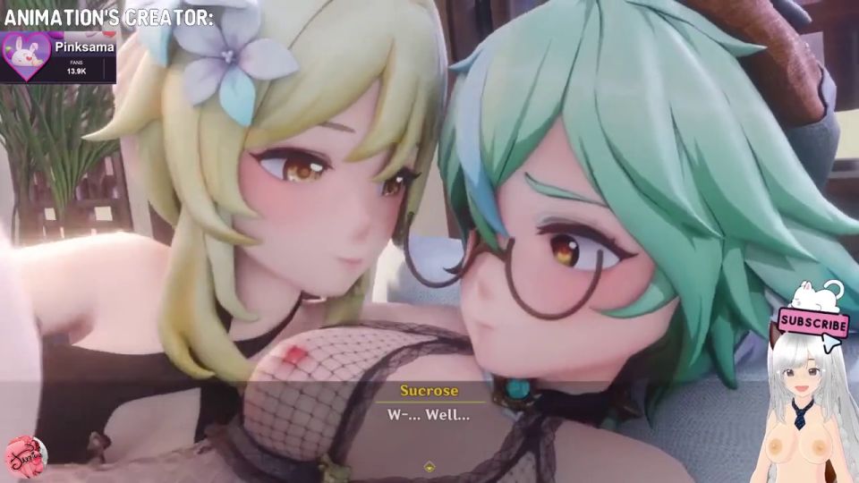 Jazziuu - Futanari girls fuck each other in every hole and end up pregnant (Pinksama animation) - Jazziuu