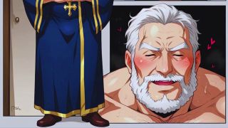 Real Fantasy - Gay orgy with old priests in secret monastery. Cum in daddy's ass! Anime Hentai daddy priest.