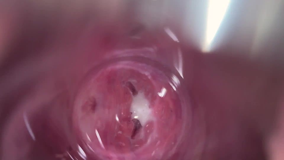 Cute PussyCamera deep inside Mia's tight creamy pussy, Internal view
