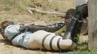 FutileStruggles_The Vigilante Turns His Attention Towards Rachel Outdoor Leather Bondage 3